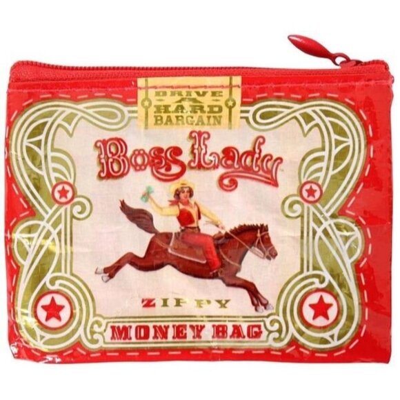 Blue Q Bag Boss Lady Zippy Money Bag Coin Bag Red Recicled Plastic Zipper 4*3" - Picture 1 of 6